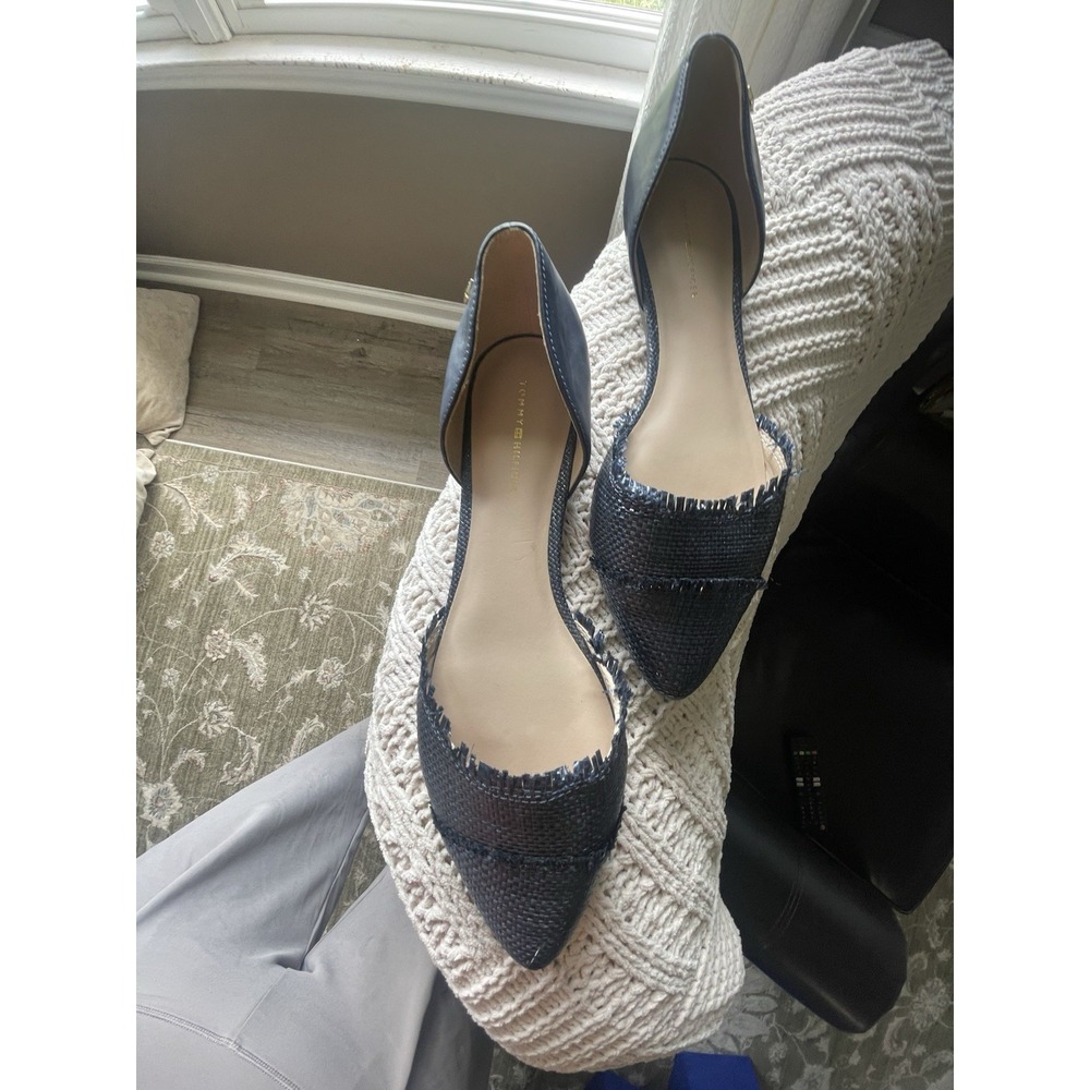 Tommy Hilfiger Blue Woven Twine Slip-On Ballet Flats Pointed Toe Women's 9